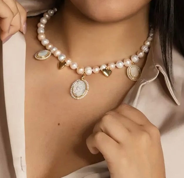 Collier perles et nacre